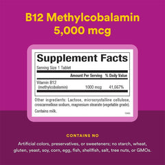 Natural Factors B12 Methylcobalamin Supplement Facts