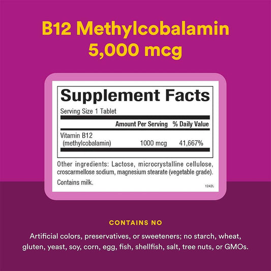 Natural Factors B12 Methylcobalamin Supplement Facts