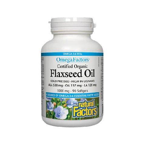 Natural Factors Certified Organic Flaxseed Oil 1000mg, 90 Ct in Pakistan - Buy Vitamins